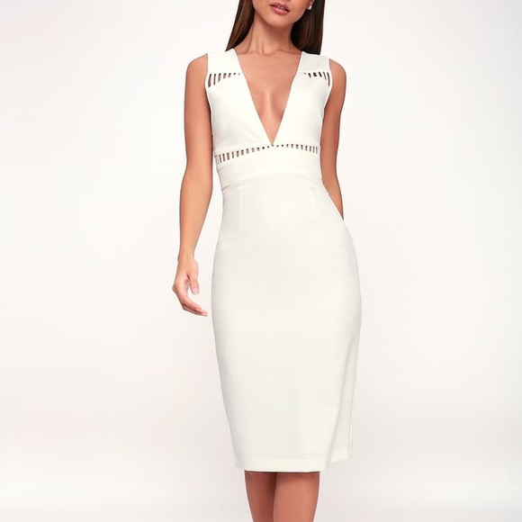 Grace Willow The Label Dresses & Skirts - White Sleeveless V-Neck Cut Out Midi Dress